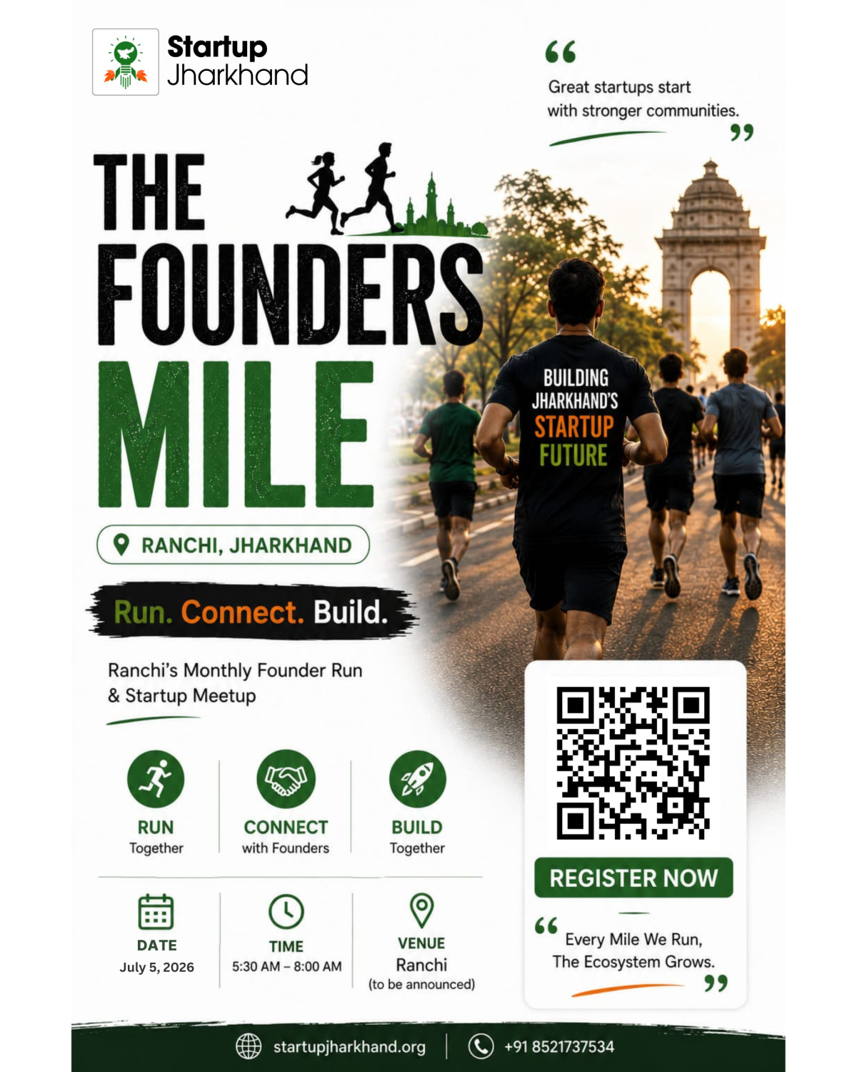 The Founders Mile – July 2026 | Monthly Founder Run & Startup Meetup | Ranchi, Jharkhand